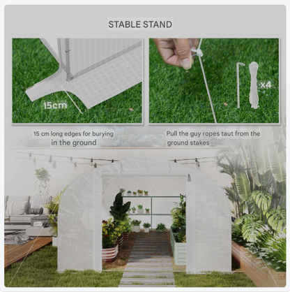 Kasje – Kweekkas – Broeikas – Tuinkas – Foliekas – 6x3x2 m – UV-bestendige PE-folie – Gegalvaniseerd Stalen Frame