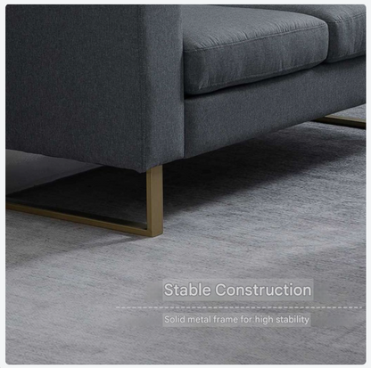 Bankstel – Bank – Zitzetel – Zitbank – Sofa – Donkergrijs – Stoffen Bekleding – Compact Formaat 145x82x78 cm