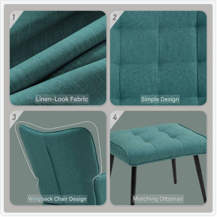 Schommelstoel – Schommelstoel Met Voetenbank – Relaxstoel – Wiegstoel – Lounge Stoel – Donkergroen – Comfortabele Hoge Rugleuning – Stevige Stalen Constructie