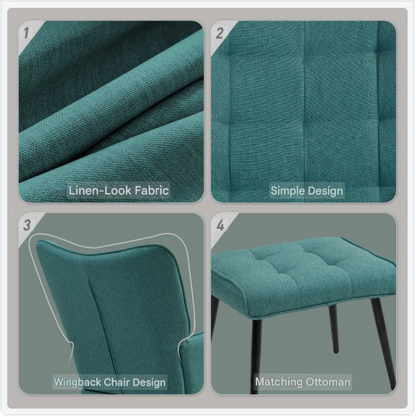 Schommelstoel – Schommelstoel Met Voetenbank – Relaxstoel – Wiegstoel – Lounge Stoel – Donkergroen – Comfortabele Hoge Rugleuning – Stevige Stalen Constructie