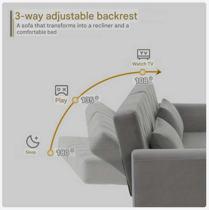 2-zitsbank – Loveseat – Slaapbank – Sofa – Compacte Bank – Verstelbare Rugleuning – Fluwelen Bekleding – Slaapfunctie – 180x75x82 cm – Inclusief Kussens