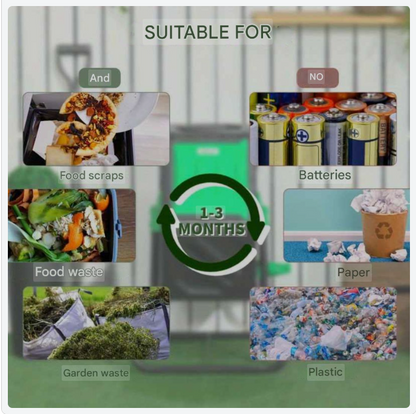 Compostbak – Composteerder – Composter – Compostvat – Tuincomposteerder – 65 Liter Capaciteit – Metaal en Kunststof Design met 24 Ventilatieopeningen