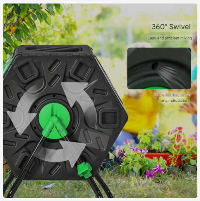 Compostbak – Composteerder – Composter – Compostvat – Tuincomposteerder – 65 Liter Capaciteit – Metaal en Kunststof Design met 24 Ventilatieopeningen