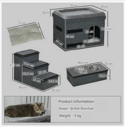 Krabpaal – Kattenhuis – Kattenmand – Kattenboom – Kattenmeubel – Ruim 70x50x51 cm – Stevig Spaanplaat – Makkelijk Schoonmaken