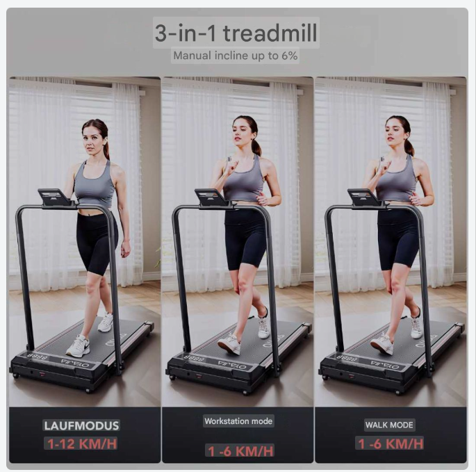 Loopband – Wandelband – Walking Pad – Treadmill – Hometrainer – Inklapbaar – 1-12 km/h Snelheid – Afstandsbediening & LCD Display