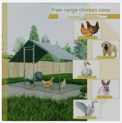 Buitenren – Kippenren – Konijnenren – Dierenren – Hekwerk Buiten – Robuust Metalen Frame – Veiligheidsluiting Met PE-Doek 3x2x2m