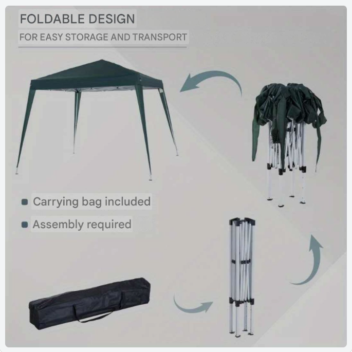 Partytent – Tuinpaviljoen – Vouwtent – Opvouwbare Tent – Schaduwtent – 2,4x2,4 m – UV Bescherming – Stalen Frame