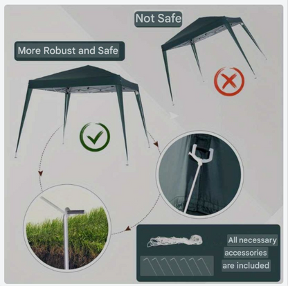 Partytent – Tuinpaviljoen – Vouwtent – Opvouwbare Tent – Schaduwtent – 2,4x2,4 m – UV Bescherming – Stalen Frame