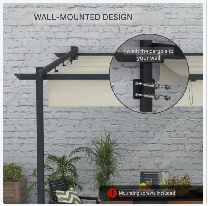 Pergola – Tuinpaviljoen – Overkapping – Prieel – Terrasoverkapping – Verstelbaar Dak – Windbestendig – 3x3 Meter – Crèmekleurig Frame