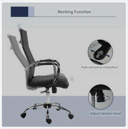 Bureaustoel – Office Chair – Ergonomische Stoel – Gamingstoel – Draaistoel – Verstelbare Hoogte – Kunstleer Met Foam Padded