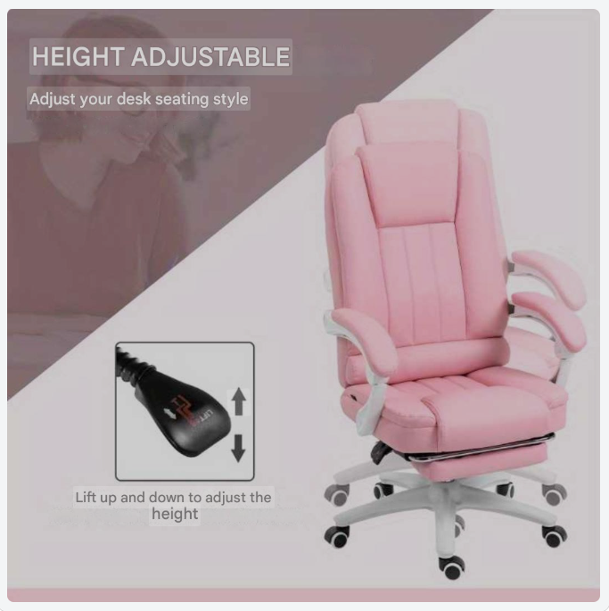 Bureaustoel – Office Chair – Kantoorstoel – Draaistoel – Werkstoel – Ergonomisch Design – Verstelbare Hoogte & Ingebouwde Voetsteun – Makkelijk Schoon Te Maken Niet-Poreus Materiaal
