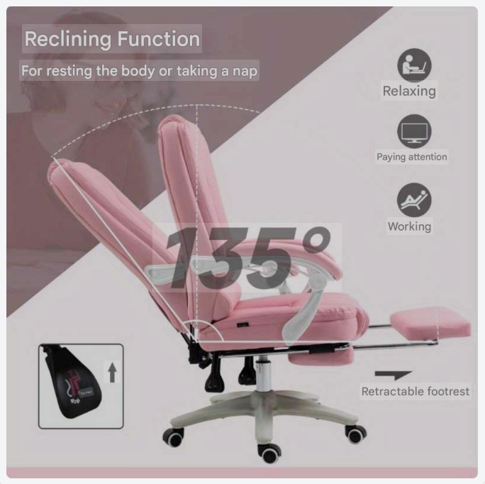 Bureaustoel – Office Chair – Kantoorstoel – Draaistoel – Werkstoel – Ergonomisch Design – Verstelbare Hoogte & Ingebouwde Voetsteun – Makkelijk Schoon Te Maken Niet-Poreus Materiaal