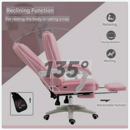 Bureaustoel – Office Chair – Kantoorstoel – Draaistoel – Werkstoel – Ergonomisch Design – Verstelbare Hoogte & Ingebouwde Voetsteun – Makkelijk Schoon Te Maken Niet-Poreus Materiaal