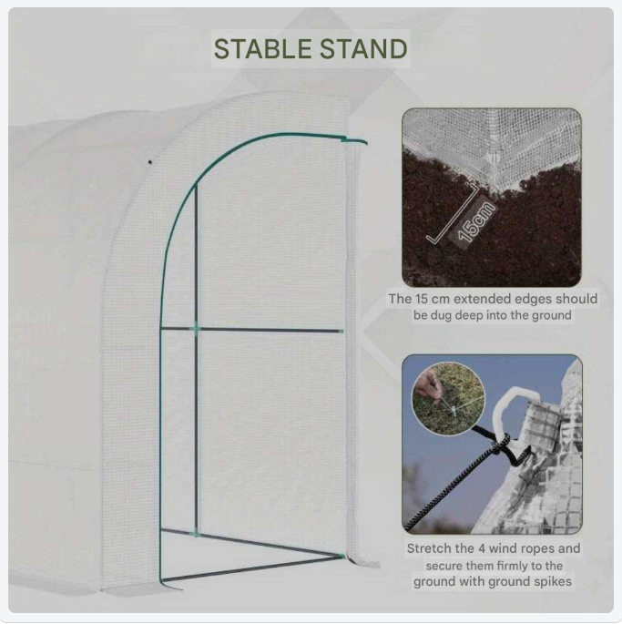 Muurkas – Serre – Kweekkas – Plantenkas – Balkonskas – Winterbestendig Stalen Frame – Transparante UV-bestendige Folie – 300x150x213 cm