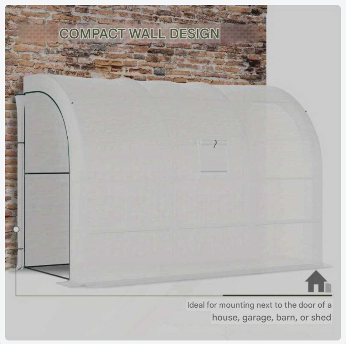 Muurkas – Serre – Kweekkas – Plantenkas – Balkonskas – Winterbestendig Stalen Frame – Transparante UV-bestendige Folie – 300x150x213 cm