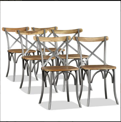 Eetkamerstoel – Stoel – Kuipstoel – Keukenstoel – Meubel – Massief Mangohout – Stalen Frame
