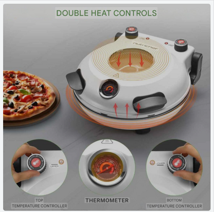 Pizzaoven – Elektrische Oven – Pizzamaker – Pizza Bakoven – Compacte Mini Oven – Tot 425°C Temperatuur – 1200 Watt Vermogen – Zwart