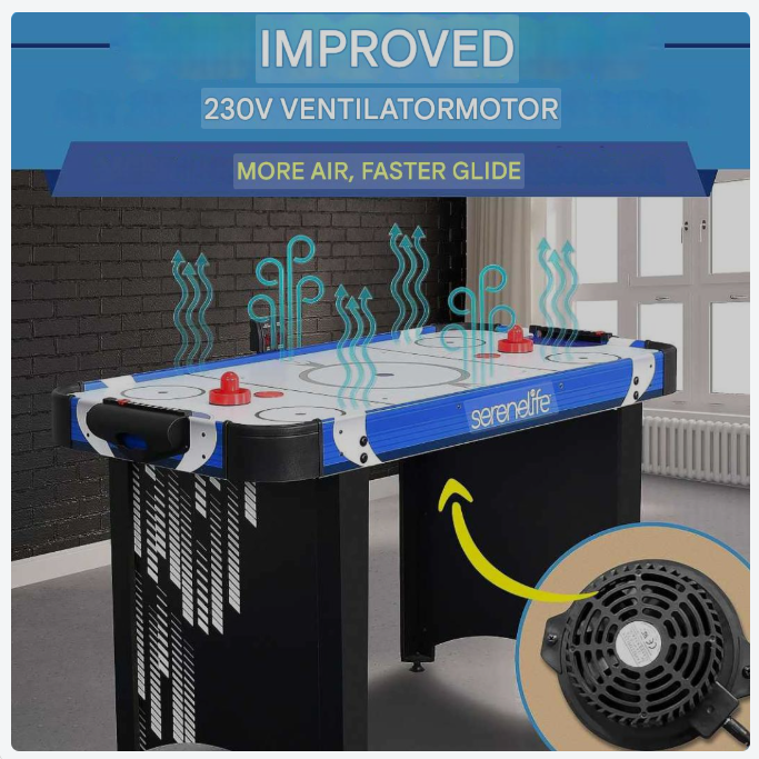 Air Hockey Tafel – Airhockey Spel – Tafelspel – Lucht Hockey – Speeltafel – Blauw Zwart – Ingebouwd Digitaal Scorebord – Krachtige 110V Ventilator