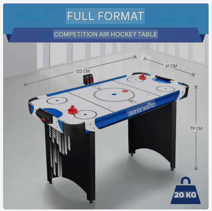 Air Hockey Tafel – Airhockey Spel – Tafelspel – Lucht Hockey – Speeltafel – Blauw Zwart – Ingebouwd Digitaal Scorebord – Krachtige 110V Ventilator