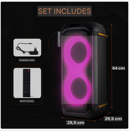 Bluetooth Party Speaker – Draagbare Speaker – Karaoke Speaker – Outdoor Speaker – Bluetooth Speaker – 160W Krachtig Geluid – Draadloze TWS Connectie – Zwart