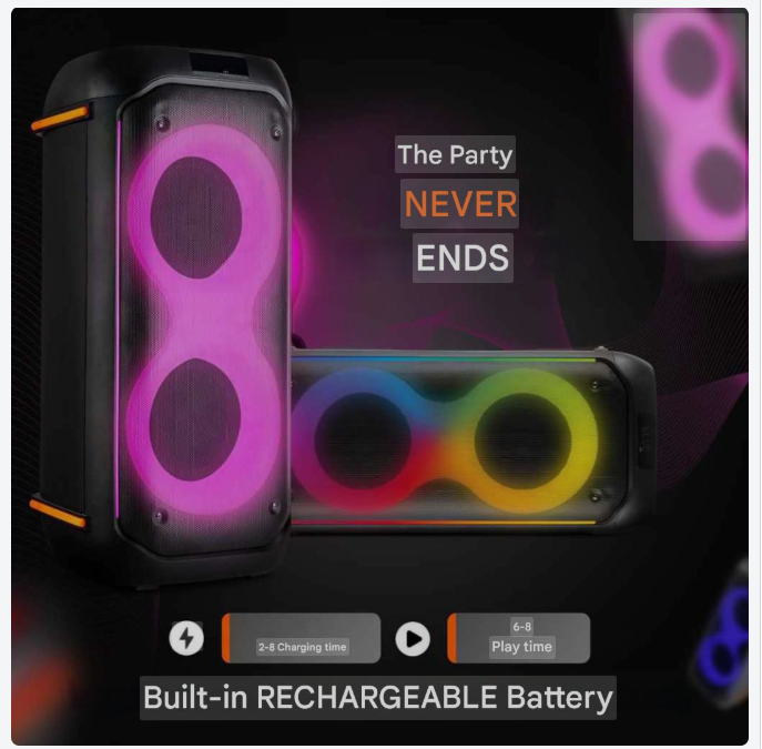 Bluetooth Party Speaker – Draagbare Speaker – Karaoke Speaker – Outdoor Speaker – Bluetooth Speaker – 160W Krachtig Geluid – Draadloze TWS Connectie – Zwart