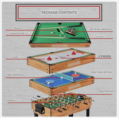 Speeltafel – Spelcentrum – Multifunctionele Tafel – Spelletjestafel – Gezelschapsspel Tafel – Zwart – 5-in-1 Spellen – Inklapbaar & Compact