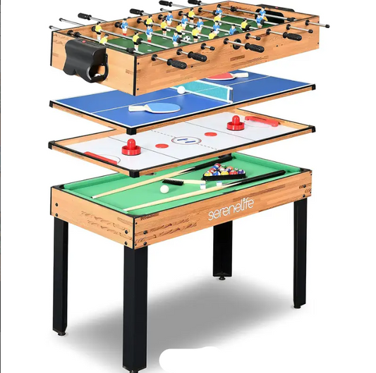 Speeltafel – Spelcentrum – Multifunctionele Tafel – Spelletjestafel – Gezelschapsspel Tafel – Zwart – 5-in-1 Spellen – Inklapbaar & Compact