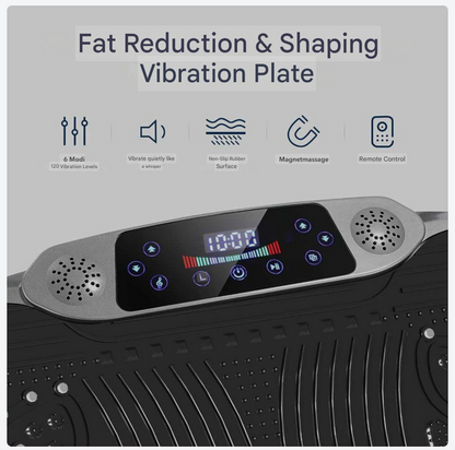 Trilplaat – Vibratieplaat – Fitnessplaat – Powerplate – Trainingsapparaat – 120 Instelbare Intensiteitsniveaus – Krachtige 300W Motor – Inclusief Weerstandsbanden – Zilverkleurig