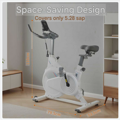 Hometrainer – Fitnessfiets – Fietstrainer – Ergometer – Indoor Bike – Schokabsorberend Frame – Hartslagmeter & Multifunctioneel Display – Wit – Max 150 kg