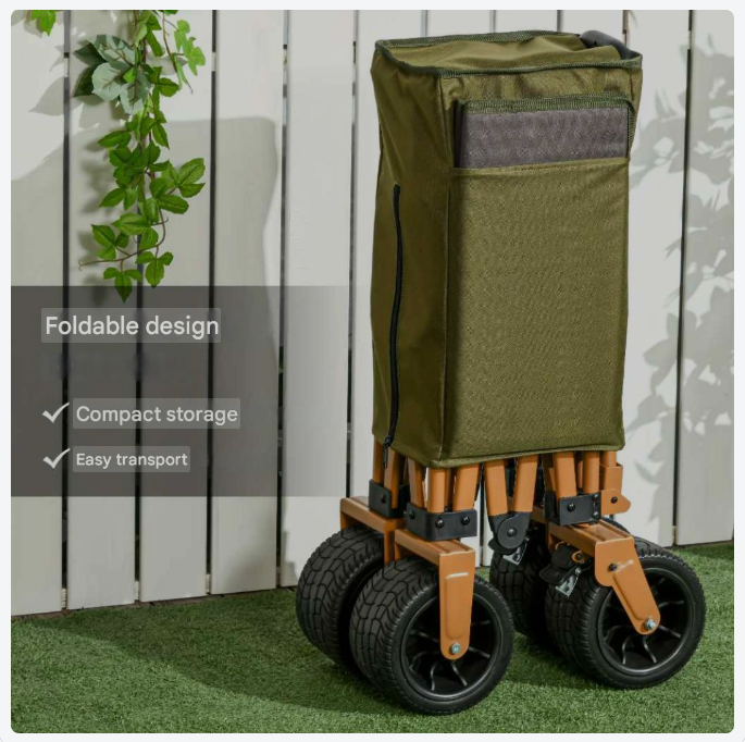 Vouwkar – Bolderkar – Transportwagen – Bolderwagen – Tuinkar – Draagvermogen 120 kg – Inklapbaar Groen