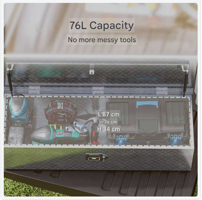 Aluminium Opbergkist – Gereedschapskist – Transportkoffer – Aanhangerkist – Toolbox – Lichtgewicht en Duurzaam – Met Slot en Handgrepen 99x33x25,5 cm