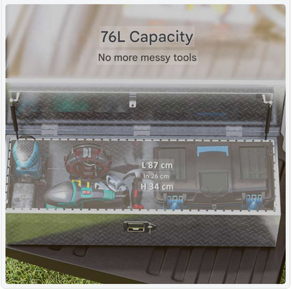 Aluminium Opbergkist – Gereedschapskist – Transportkoffer – Aanhangerkist – Toolbox – Lichtgewicht en Duurzaam – Met Slot en Handgrepen 99x33x25,5 cm