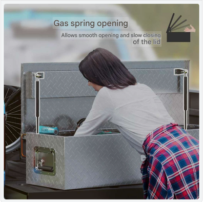 Aluminium Opbergkist – Gereedschapskist – Transportkoffer – Aanhangerkist – Toolbox – Lichtgewicht en Duurzaam – Met Slot en Handgrepen 99x33x25,5 cm