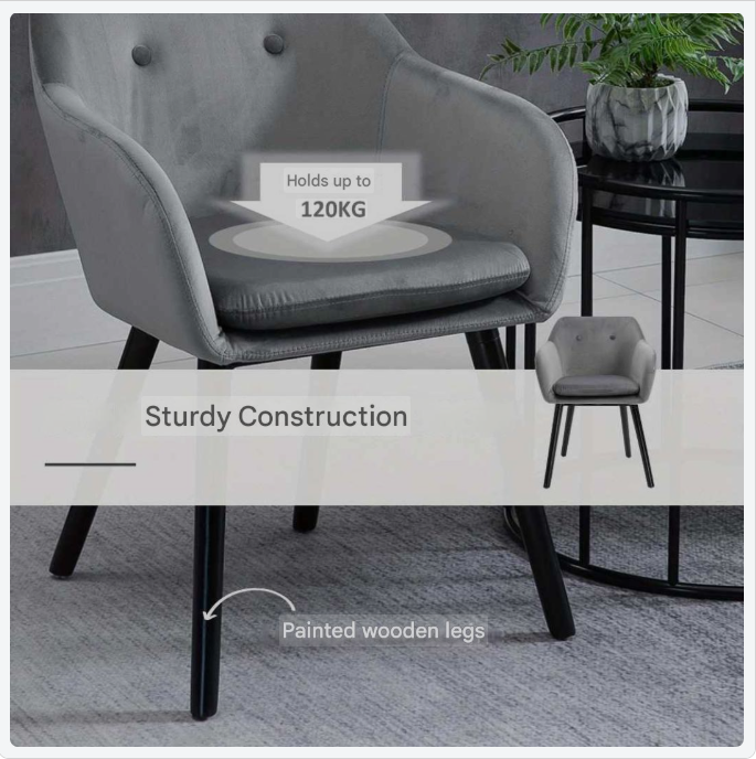 Eetkamerstoelen – Stoelen – Keukenstoelen – Gestoffeerde Stoelen – Zwarte Poten – Set Van 2 – Grijze Polyester Bekleding – Beukenhouten Poten