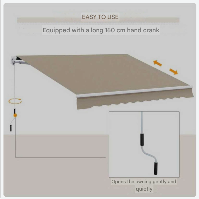 Zonnescherm – Zonneschaduw – Balkonzonwering – Terrasdoek – Buitenscherm – Beige Zonnescherm 3,95 Meter – Duurzaam Aluminium Frame – Weerbestendig & Eenvoudige Montage