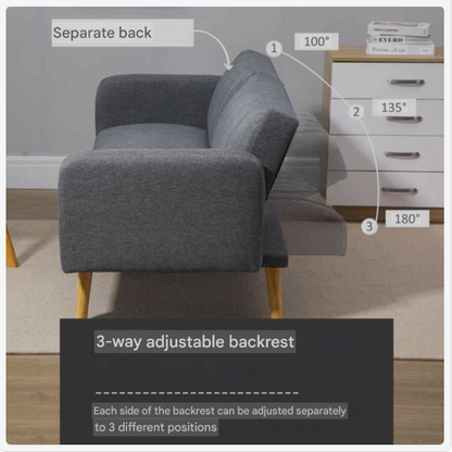 2-zits Slaapbank – Slaapbankje – Bedbank – Sofa Bed – Logeerbank – Rubberhout Frame – Ruimtebesparend Compact Design