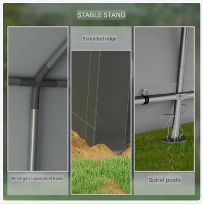 Garagetent – Opslagtent – Carport – Schuurtent – Garage Shelter – Stevig Metalen Frame – Waterdicht & UV-bestendig – 2,1x3,6x2,35m – Afsluitbare Ritsdeur – Windbestendig