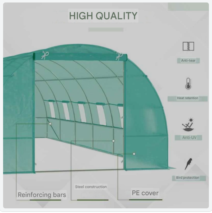 Grote Kweekkas Tunnel – Tuinkas – Serre – Plantenkas – Kweektunnel – Verstelbare Ramen – Duurzaam PE Materiaal – 800x300x200 cm