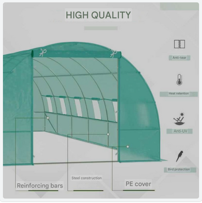Grote Kweekkas Tunnel – Tuinkas – Serre – Plantenkas – Kweektunnel – Verstelbare Ramen – Duurzaam PE Materiaal – 800x300x200 cm