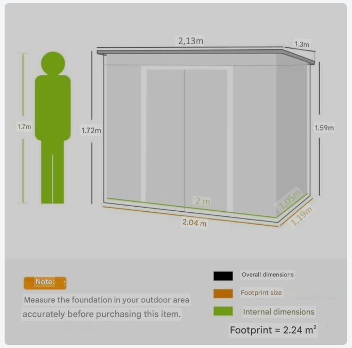 Tuinhuisje – Tuinschuur – Berging – Gereedschapshuis – Opberghuisje – Gegalvaniseerd Staal – Schuifdeur Met Ventilatieraampje – Compact 213x130x159 cm – Weerbestendig Met Schuin Dak