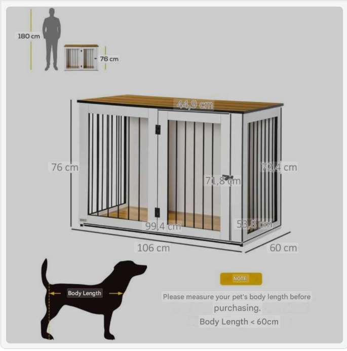 Hondenbench – Hondenkooi – Hondenkennel – Reisbench – Bench Voor Middelgrote Honden – Donker Walnoot Design – Stevig Met Slot – Ruim 106x60x76 cm