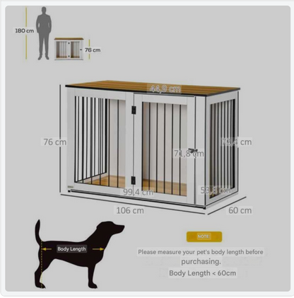 Hondenbench – Hondenkooi – Hondenkennel – Reisbench – Bench Voor Middelgrote Honden – Donker Walnoot Design – Stevig Met Slot – Ruim 106x60x76 cm