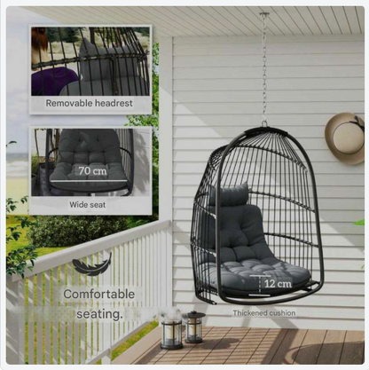 Tuinschommel – Egg Schommelstoel - Schommelstoel – Outdoor Schommelstoel – Loungestoel – Rattan Materiaal – Inklapbaar Tot 150 kg
