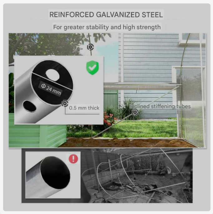 Kweektunnel – Kweekkas – Tuintunnel – Broeikas – Plantentunnel – 6x3x2 Meter – UV-bestendig Plastic Zeil – Gegalvaniseerd Stalen Frame