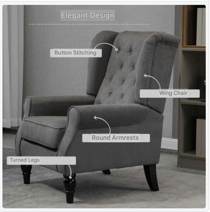 Fauteuil – Lounge Stoel – Relaxstoel – Leesstoel – Zithoekstoel – Handmatig Verstelbaar – Memory Foam Zitkussen – Donkergrijs – Stevig Tot 160 kg – Eenvoudig Schoon Te Maken