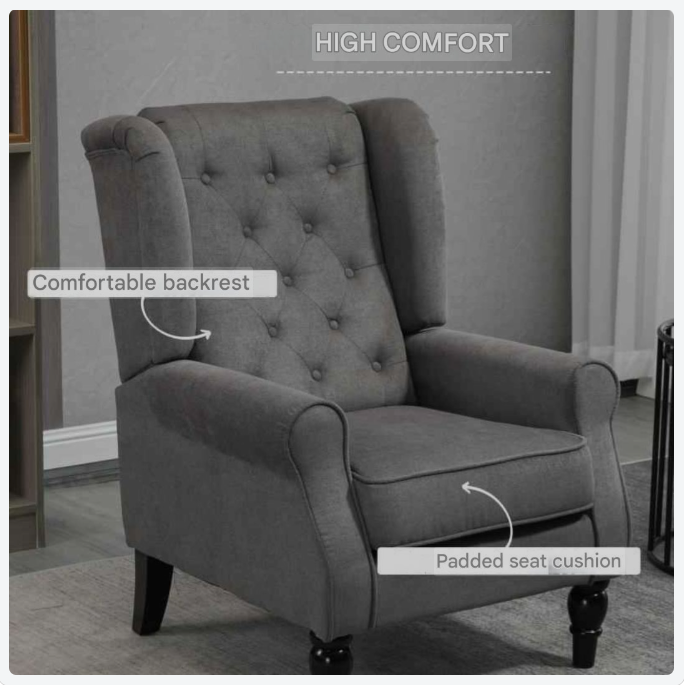 Fauteuil – Lounge Stoel – Relaxstoel – Leesstoel – Zithoekstoel – Handmatig Verstelbaar – Memory Foam Zitkussen – Donkergrijs – Stevig Tot 160 kg – Eenvoudig Schoon Te Maken