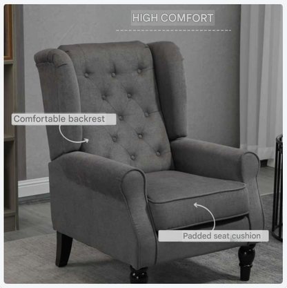 Fauteuil – Lounge Stoel – Relaxstoel – Leesstoel – Zithoekstoel – Handmatig Verstelbaar – Memory Foam Zitkussen – Donkergrijs – Stevig Tot 160 kg – Eenvoudig Schoon Te Maken