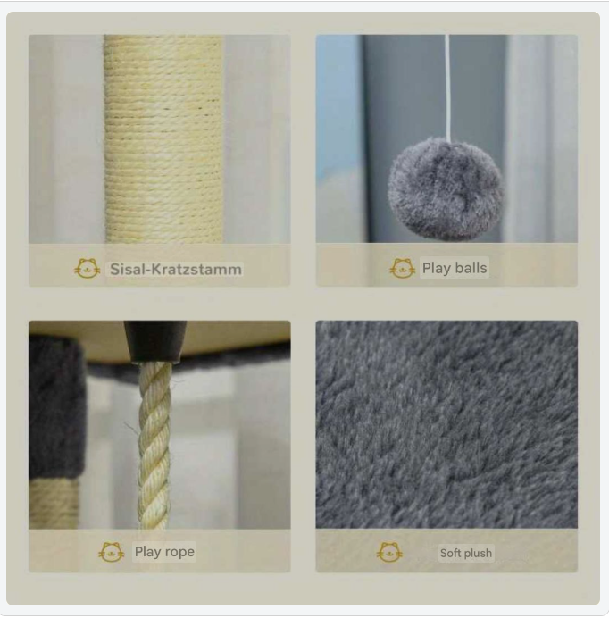 Krabpaal – Kattenboom – Kattenmeubel – Krabmeubel – Kattenhuis – XXL 200 cm Hoog – Imitatie Henneptouw – Geschikt Voor Meerdere Katten