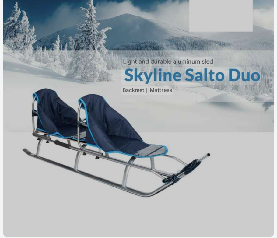 Grote Tandem Slee – Tandemslee, Sneeuwslee, Bobslee, Duo Slee – Veilig Met Veiligheidsgordels – Lichtgewicht Aluminium & Waterdichte Matras