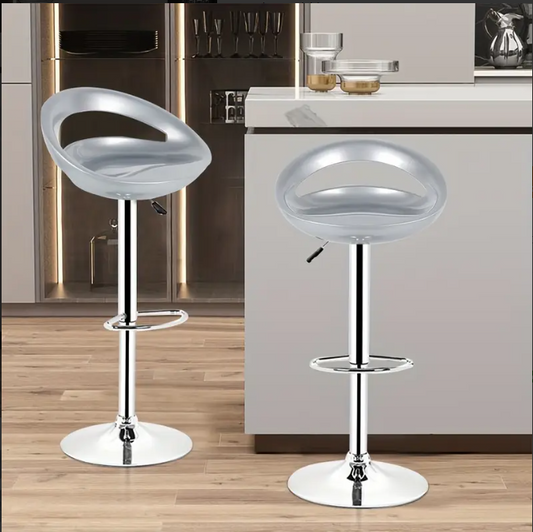Barkrukken – Krukken – Barstoelen – Zitkrukken – Verstelbare Krukken – Set Van 2 – Verstelbare Zithoogte 55-75 cm – Stevig ABS Zitvlak & Chroomkleurige Poten